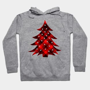 Rustic Plaid Christmas Tree Red Black Tartan Hoodie